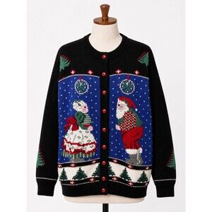 South Wool Cardigan Sweater Size Large 100% Pure Virgin Wool Uruguay Santa